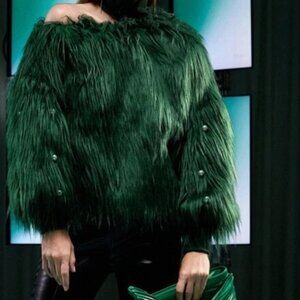 Asymmetrical Neck Pearl Beaded Feather Top